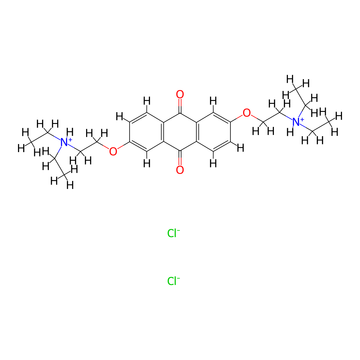 2,6-Bis(2-(diethylamino)ethoxy)anthracene-9,10-dione--hydrogen chloride (1/2) molecular structure, CAS 35697-34-8