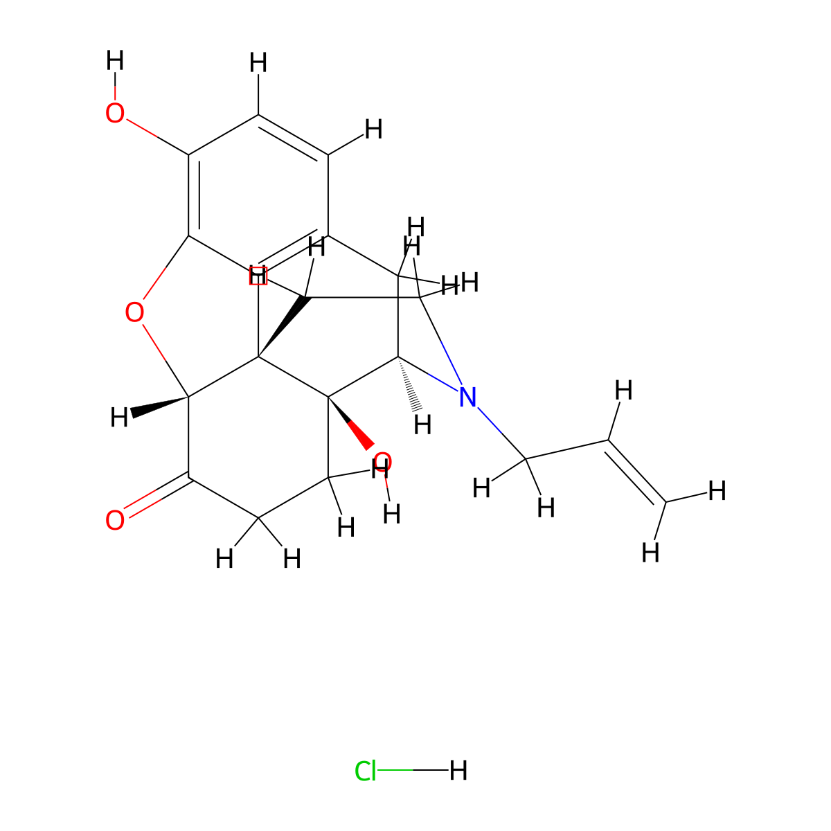 Naloxone Hydrochloride molecular structure, CAS 357-08-4