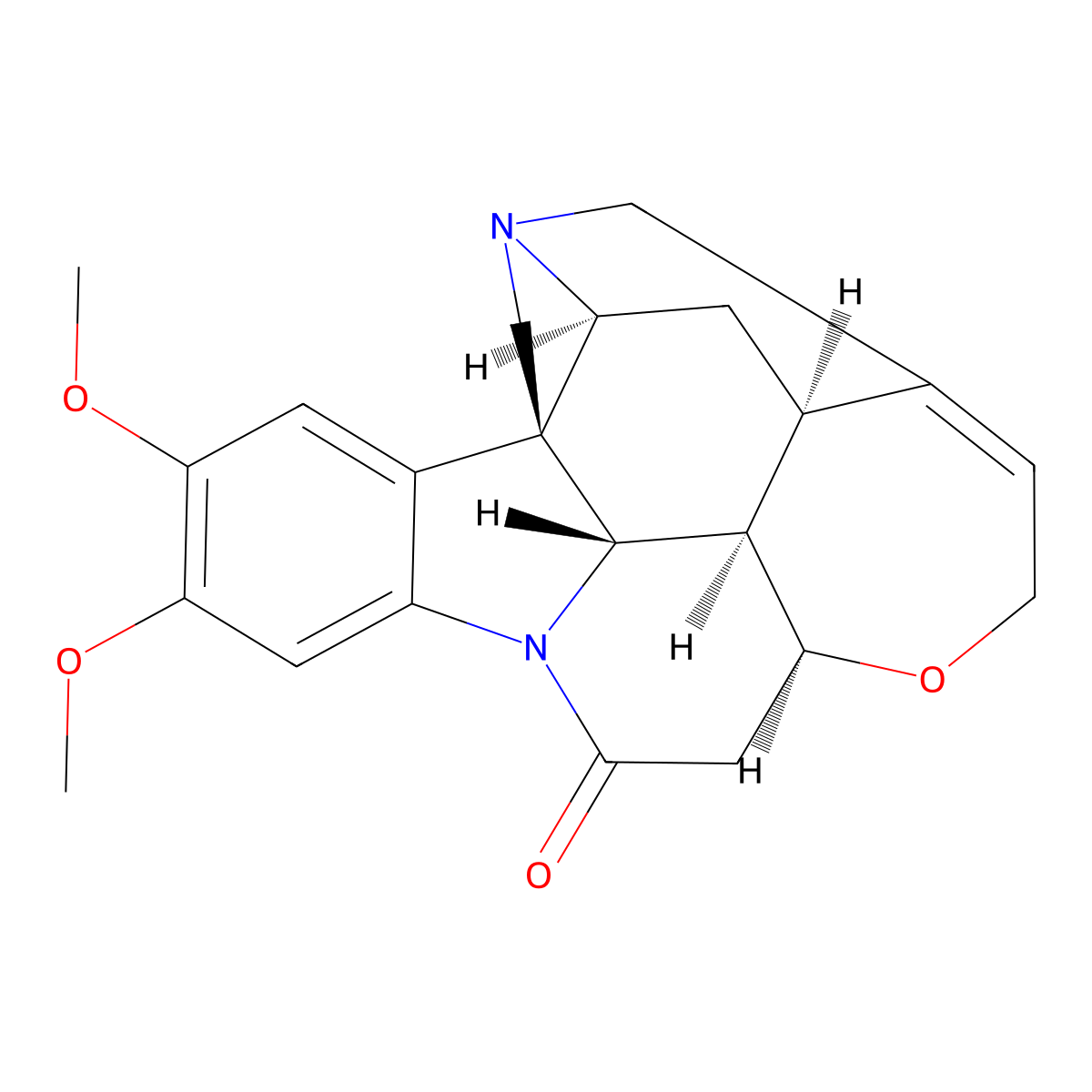 Brucine molecular structure, CAS 357-57-3