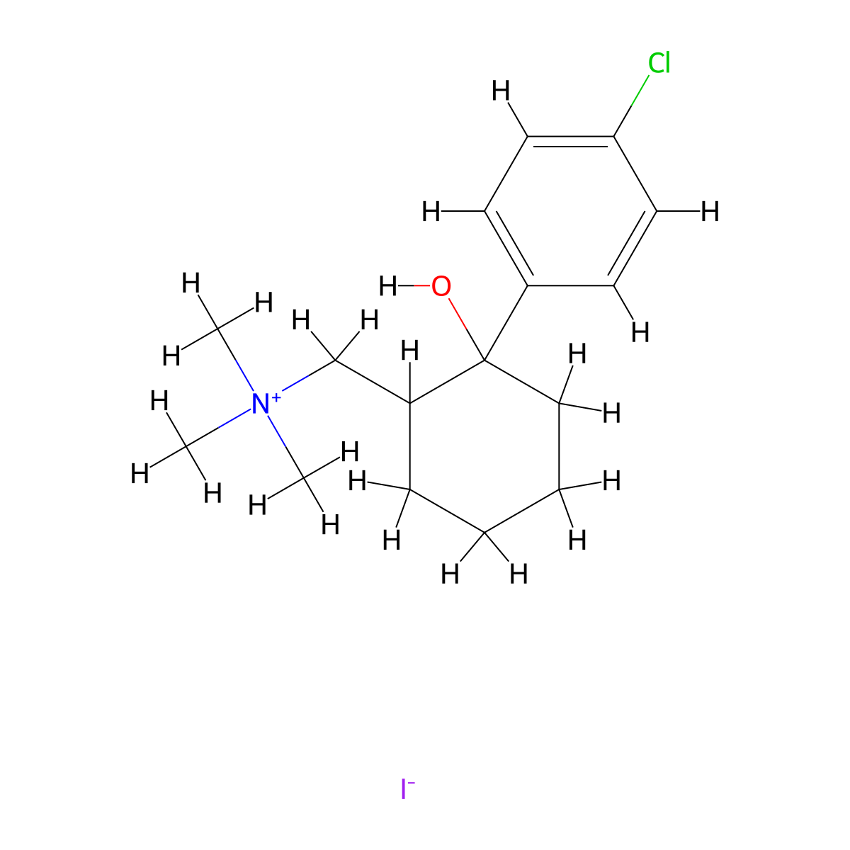 Ammonium, ((2-(p-chlorophenyl)-2-hydroxycyclohexyl)methyl)trimethyl-, iodide molecular structure, CAS 357-78-8