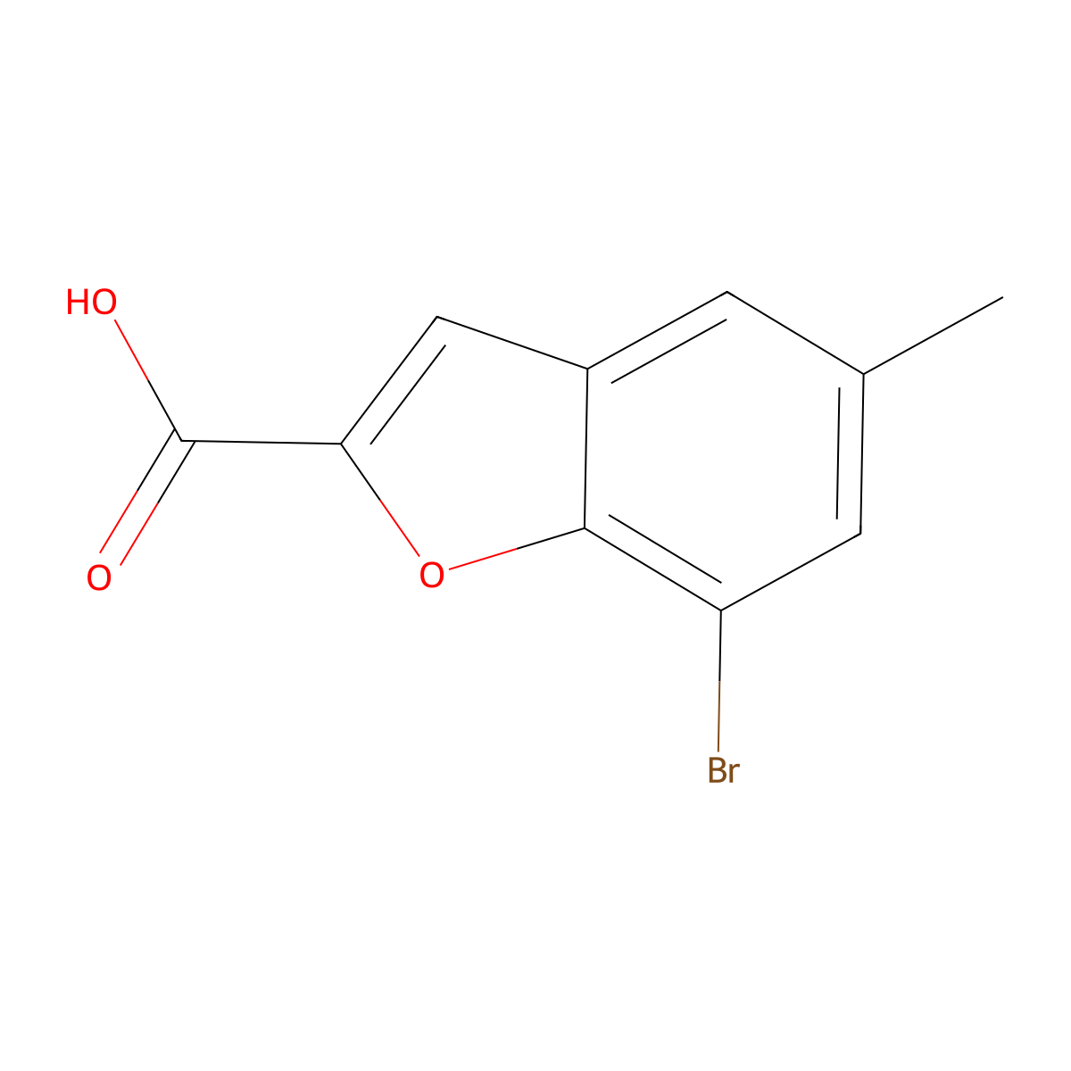 7-Bromo-5-methyl-1-benzofuran-2-carboxylic acid molecular structure, CAS 35700-47-1