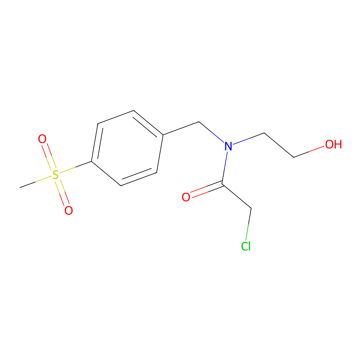 Acetamide, 2-chloro-N-(2-hydroxyethyl)-N-(p-(methylsulfonyl)benzyl)- molecular structure, CAS 3571-08-2