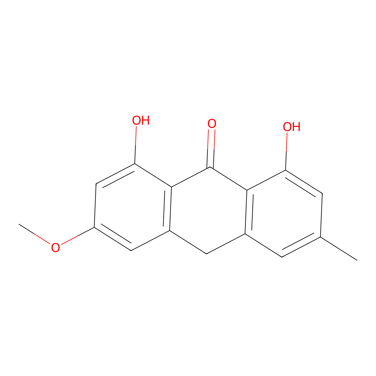 1,8-Dihydroxy-3-methoxy-6-methyl-9(10H)-anthracenone molecular structure, CAS 3571-31-1