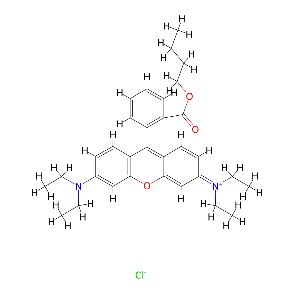 Butyl rhodamine B molecular structure, CAS 3571-37-7