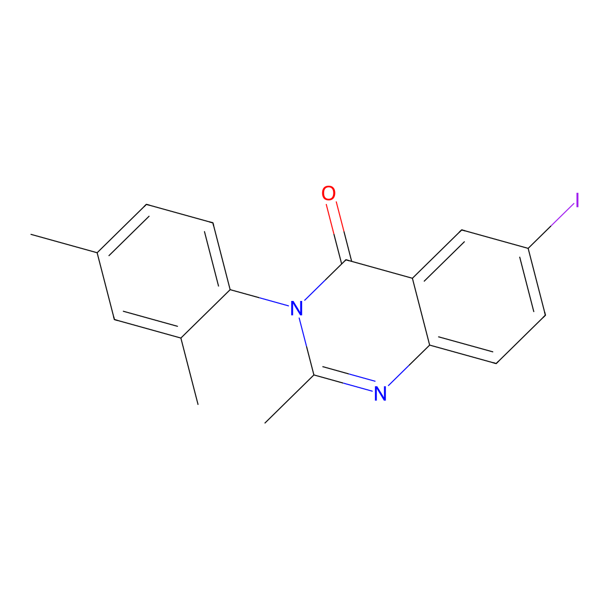 4(3H)-Quinazolinone, 3-(2,4-dimethylphenyl)-6-iodo-2-methyl- molecular structure, CAS 35711-12-7