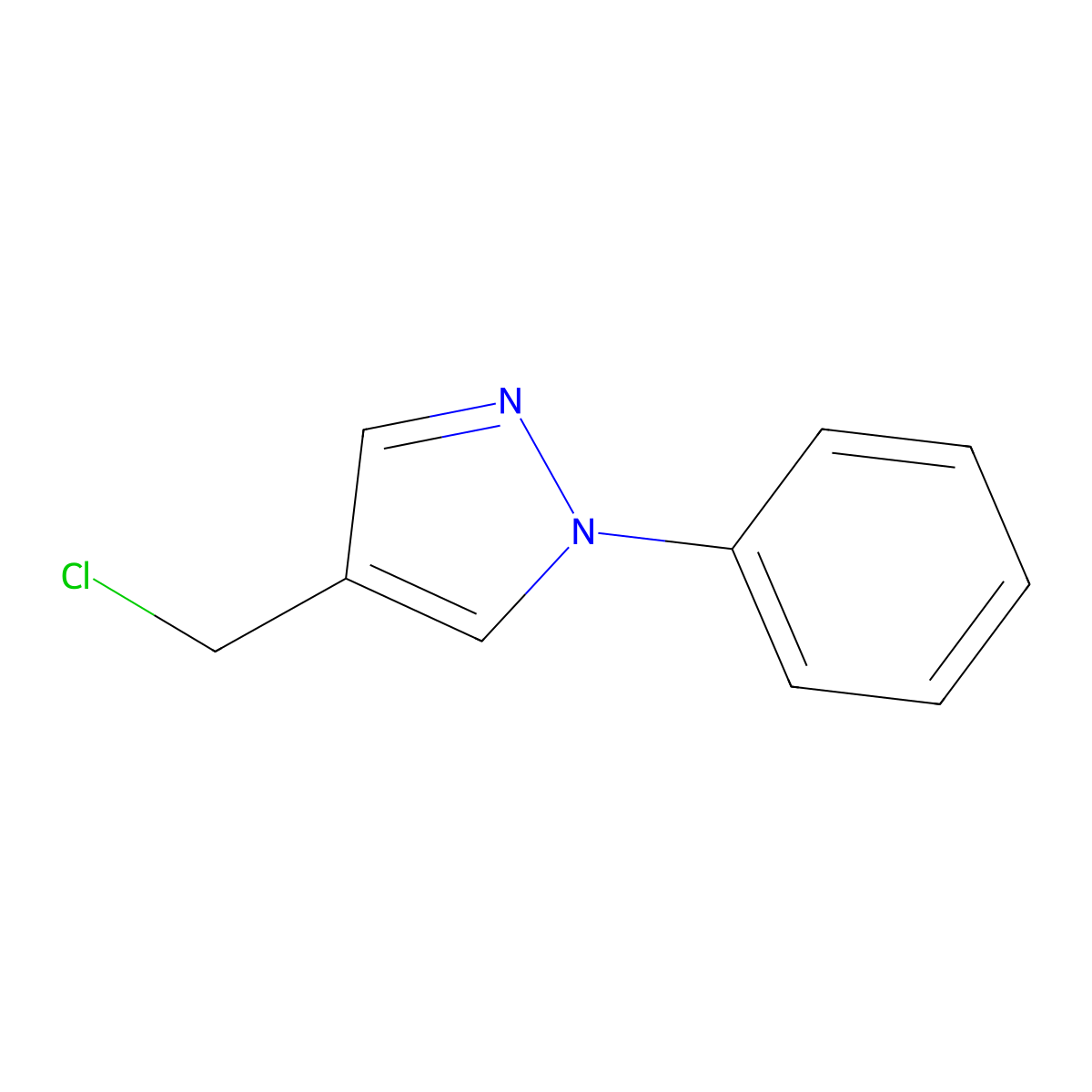 4-(chloromethyl)-1-phenyl-1H-pyrazole molecular structure, CAS 35715-71-0