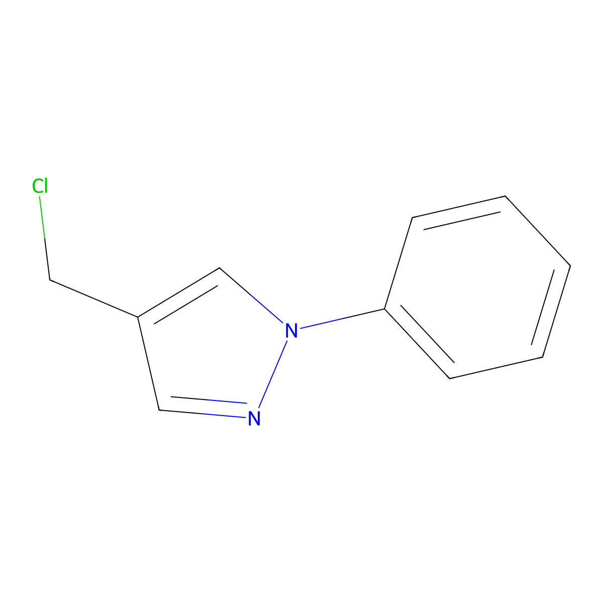 4-(chloromethyl)-1-phenyl-1H-pyrazole molecular structure, CAS 35715-71-0