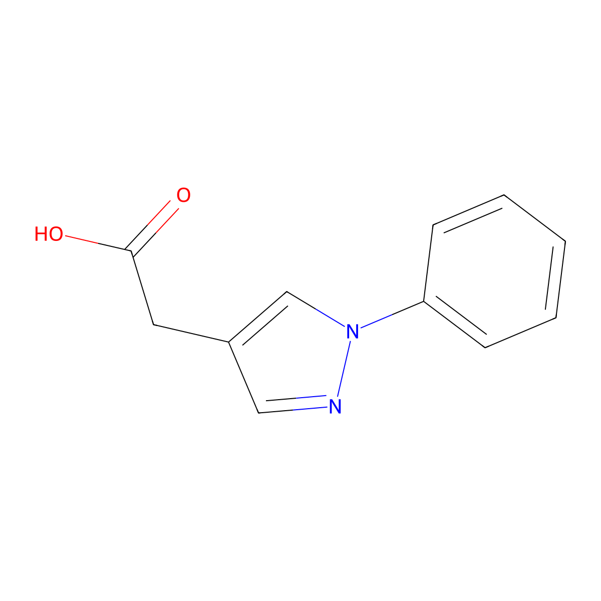 2-(1-phenyl-1H-pyrazol-4-yl)acetic acid molecular structure, CAS 35715-77-6
