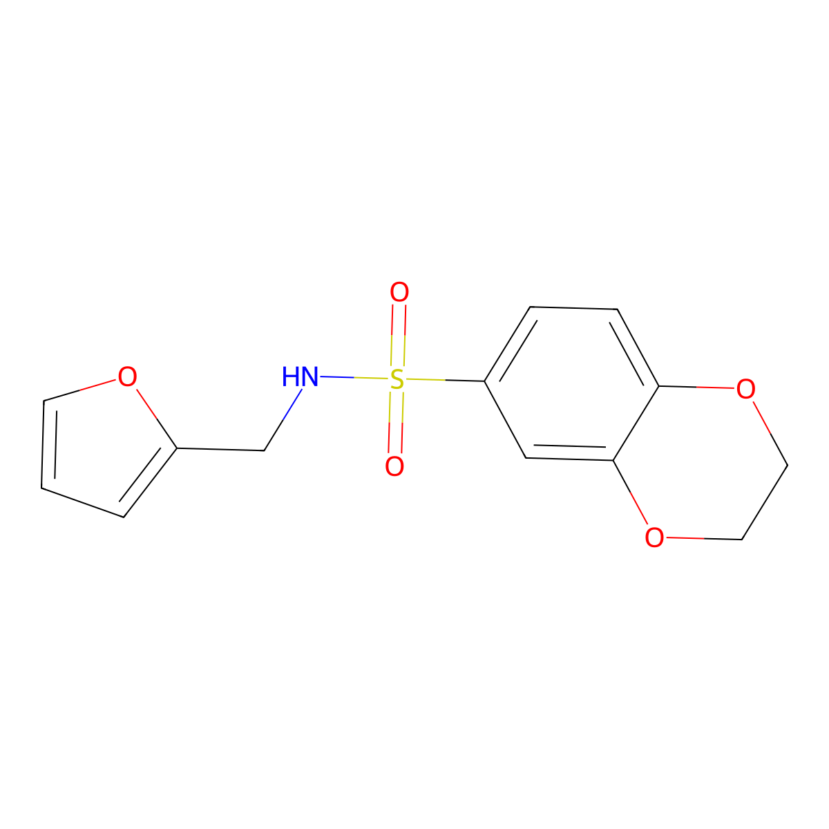 N-(furan-2-ylmethyl)-2,3-dihydro-1,4-benzodioxine-6-sulfonamide molecular structure, CAS 357156-12-8
