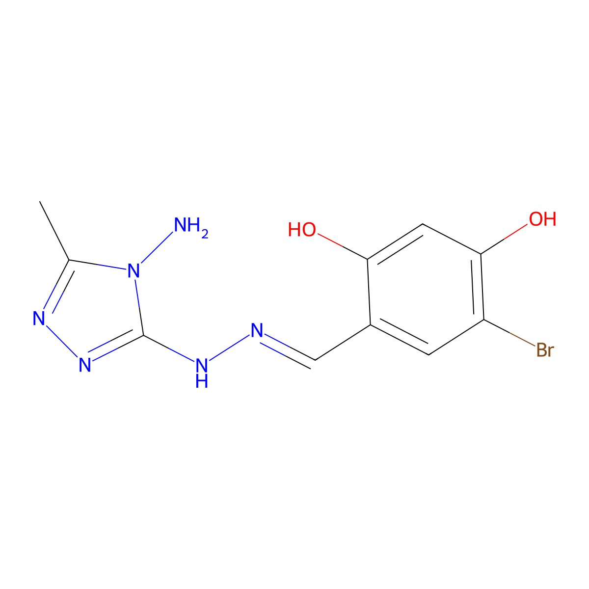 5-Bromo-2,4-dihydroxybenzaldehyde 2-(4-amino-5-methyl-4H-1,2,4-triazol-3-yl)hydrazone molecular structure, CAS 357158-12-4