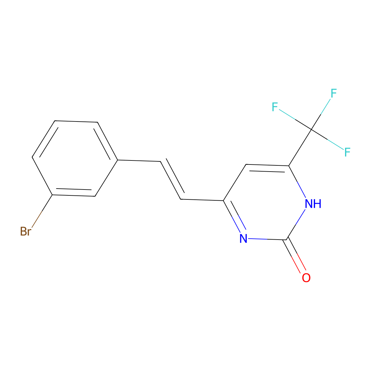 4-[2-(3-bromophenyl)ethenyl]-6-(trifluoromethyl)-1H-pyrimidin-2-one molecular structure, CAS 357158-20-4