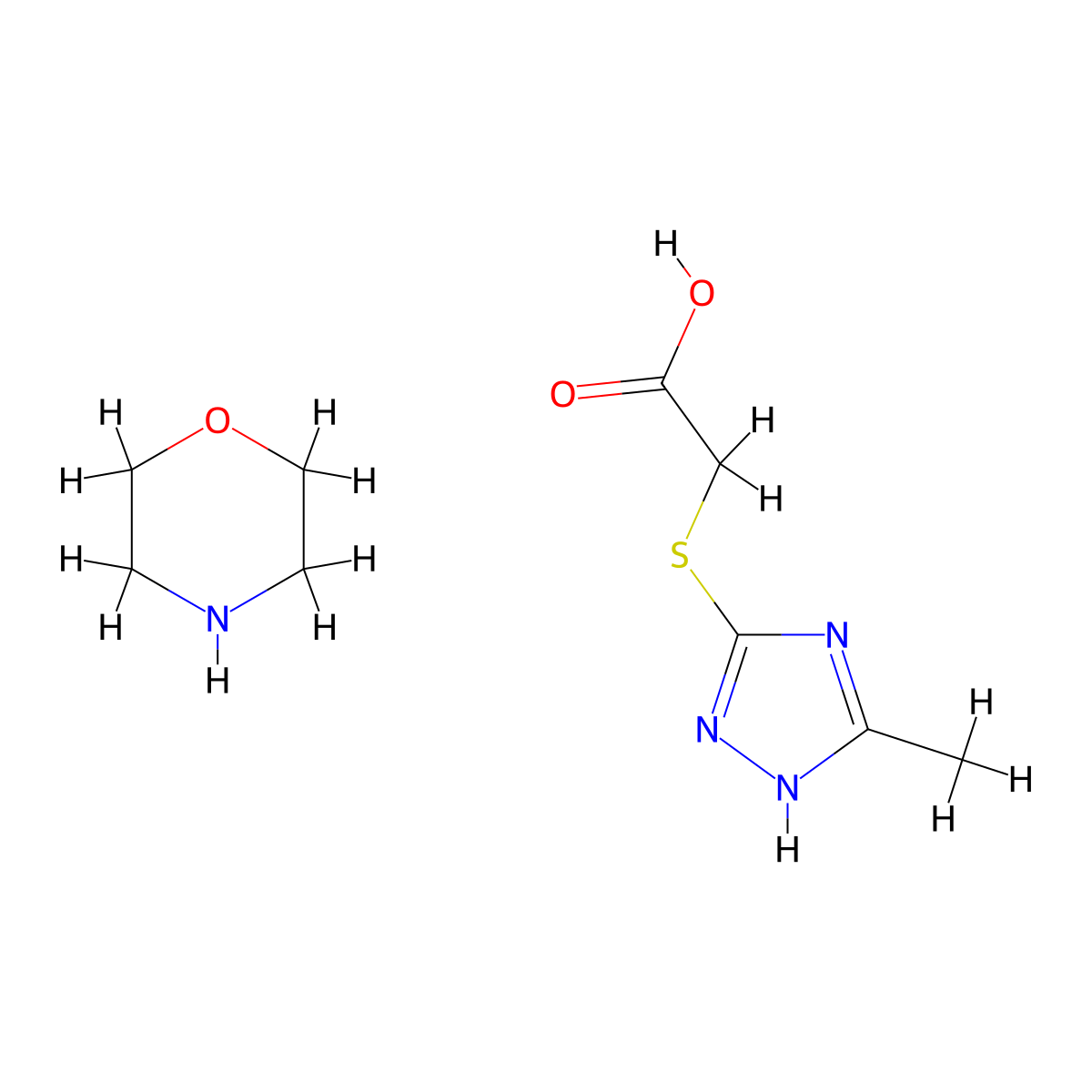 morpholin-4-ium 2-(5-methyl-1H-1,2,4-triazol-3-ylsulfanyl)acetate molecular structure, CAS 357172-63-5
