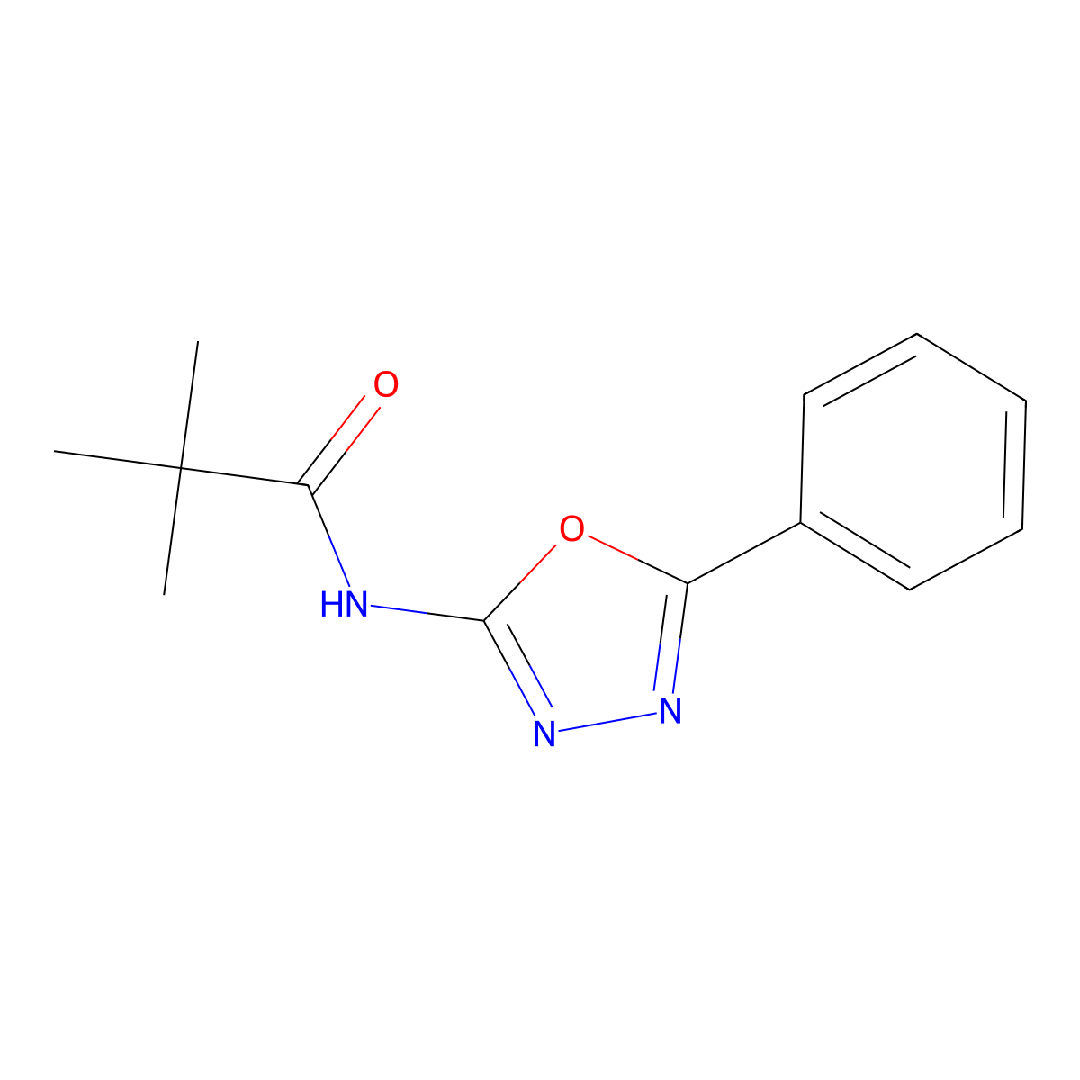 2,2-dimethyl-N-(5-phenyl-1,3,4-oxadiazol-2-yl)propanamide molecular structure, CAS 357194-54-8