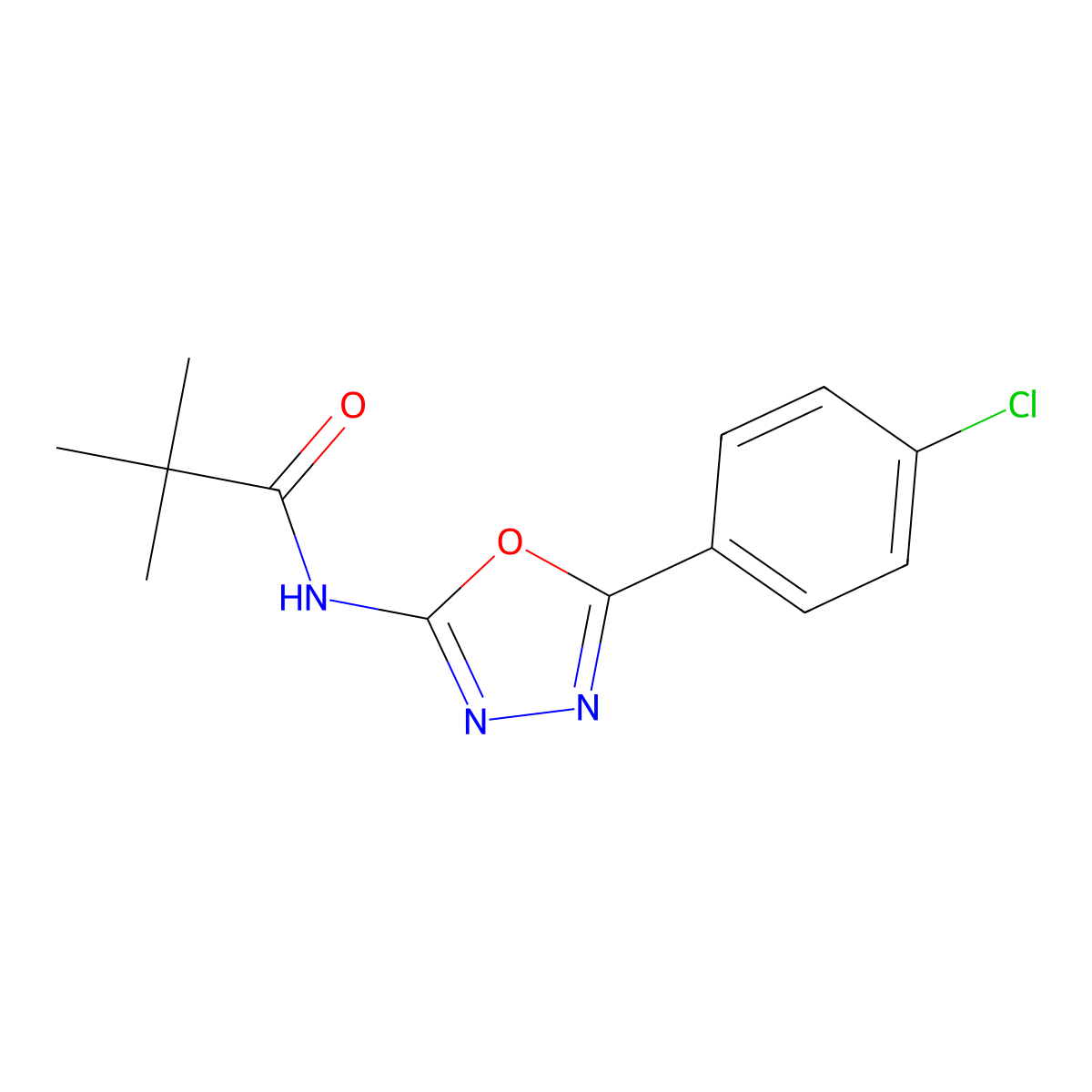 N-[5-(4-chlorophenyl)-1,3,4-oxadiazol-2-yl]-2,2-dimethylpropanamide molecular structure, CAS 357194-56-0