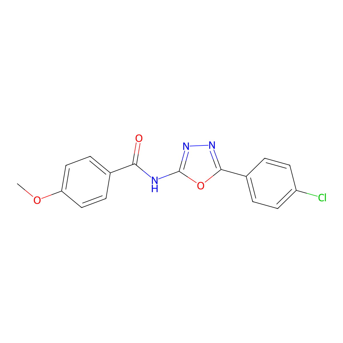 N-[5-(4-chlorophenyl)-1,3,4-oxadiazol-2-yl]-4-methoxybenzamide molecular structure, CAS 357194-57-1