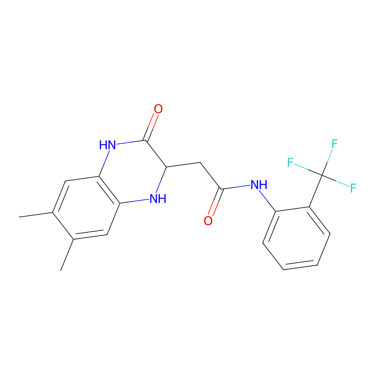 2-(6,7-dimethyl-3-oxo-1,2,3,4-tetrahydroquinoxalin-2-yl)-N-[2-(trifluoromethyl)phenyl]acetamide molecular structure, CAS 357199-22-5