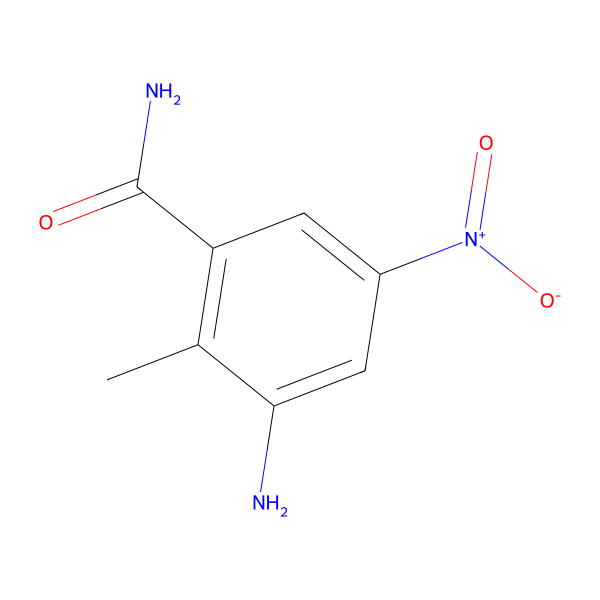 3-Amino-2-methyl-5-nitrobenzamide molecular structure, CAS 3572-44-9