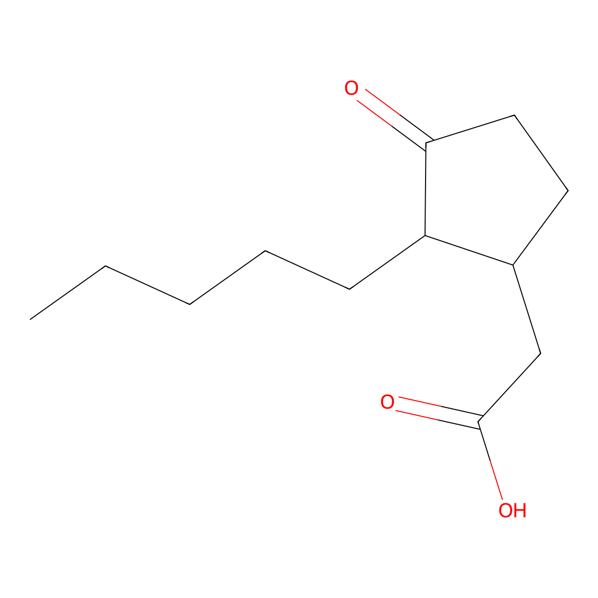 Cyclopentaneacetic acid, 3-oxo-2-pentyl- molecular structure, CAS 3572-64-3