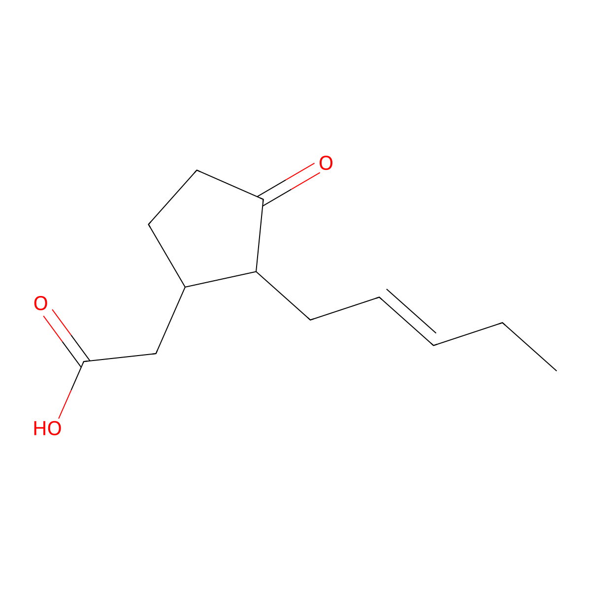 2-[3-oxo-2-[(E)-pent-2-enyl]cyclopentyl]acetic acid molecular structure, CAS 3572-66-5