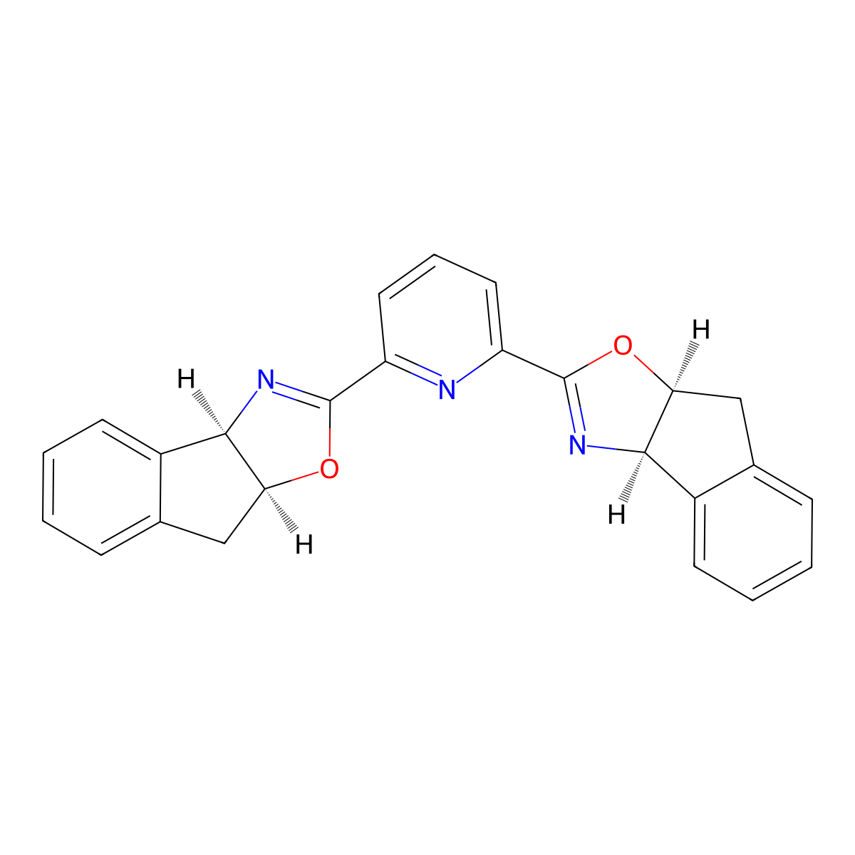 2,6-Bis((3aR,8aS)-8,8a-dihydro-3aH-indeno[1,2-d]oxazol-2-yl)pyridine molecular structure, CAS 357209-32-6