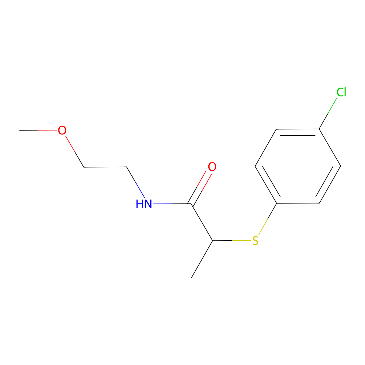 2-(4-Chlorophenylthio)-N-(2-methoxyethyl)propanamide molecular structure, CAS 357212-01-2