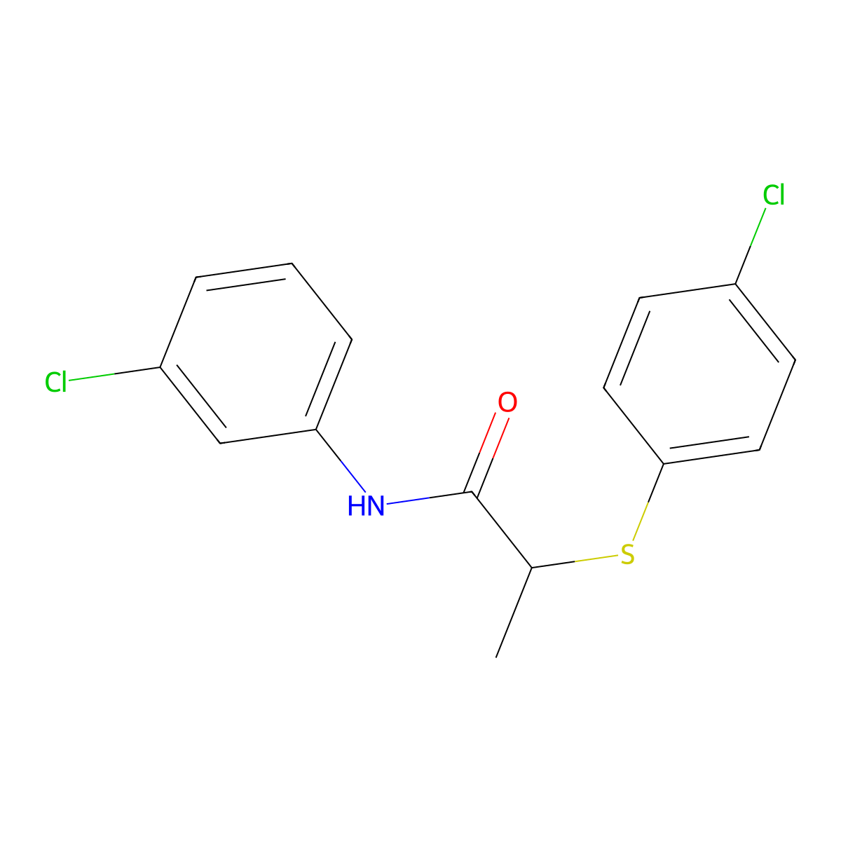 N-(3-chlorophenyl)-2-(4-chlorophenyl)sulfanylpropanamide molecular structure, CAS 357212-05-6