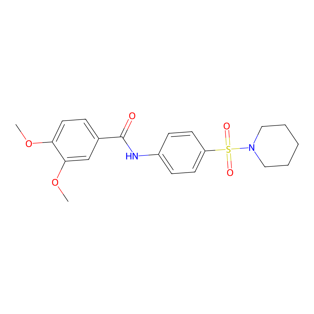 3,4-dimethoxy-N-(4-piperidin-1-ylsulfonylphenyl)benzamide molecular structure, CAS 357212-26-1