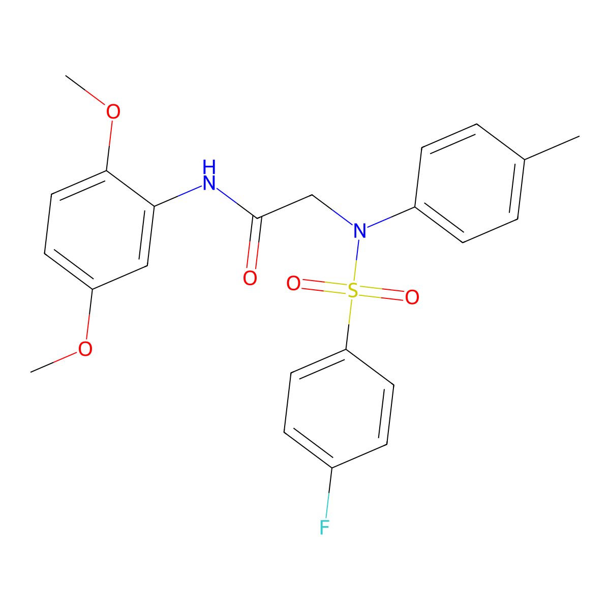 N-(2,5-dimethoxyphenyl)-2-(N-(4-fluorophenyl)sulfonyl-4-methylanilino)acetamide molecular structure, CAS 357213-34-4