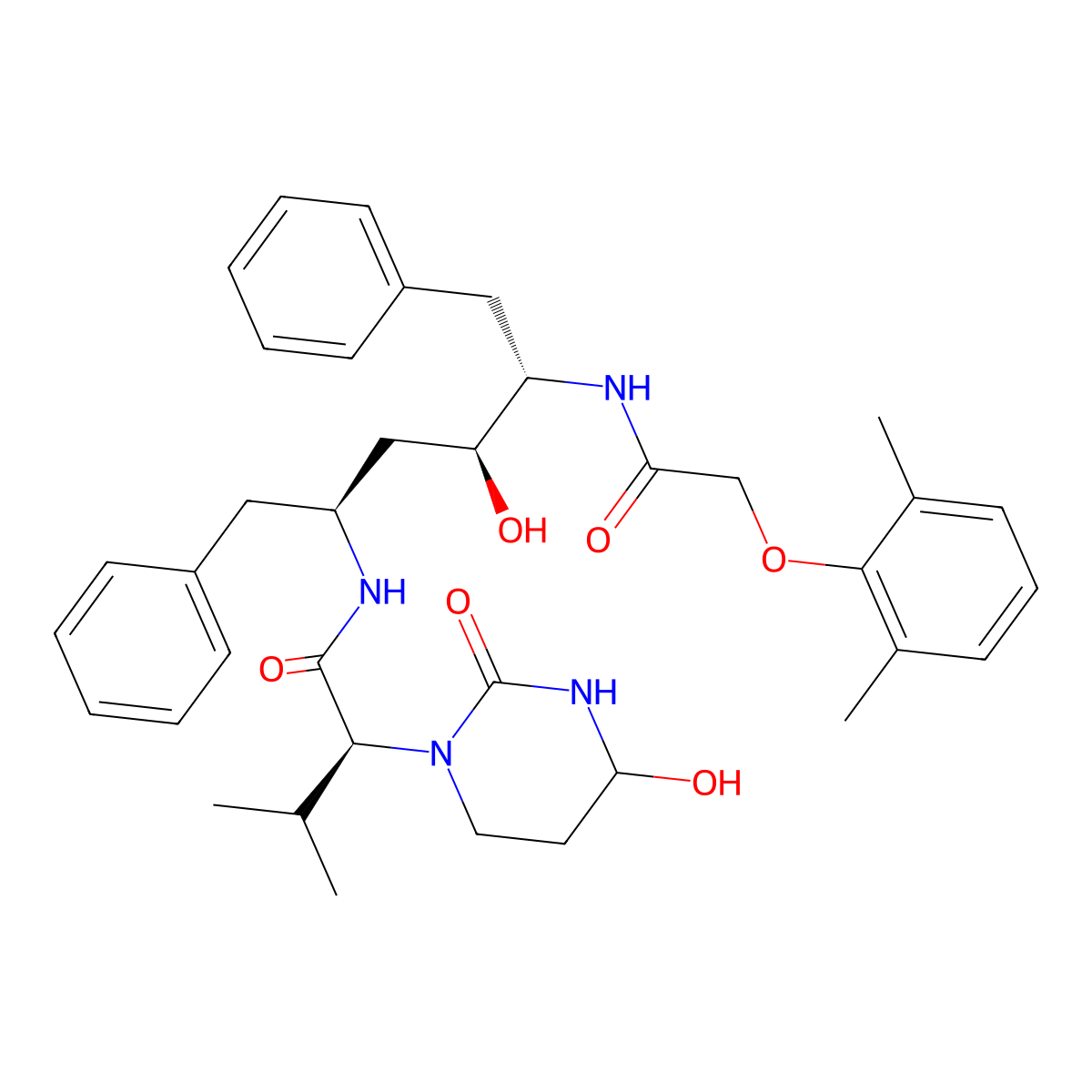 DES(2-oxo-tetrahydropyrimidinyl)-2-oxo-4-hydroxy-tetrahydropyrimidinyl lopinavir molecular structure, CAS 357275-54-8