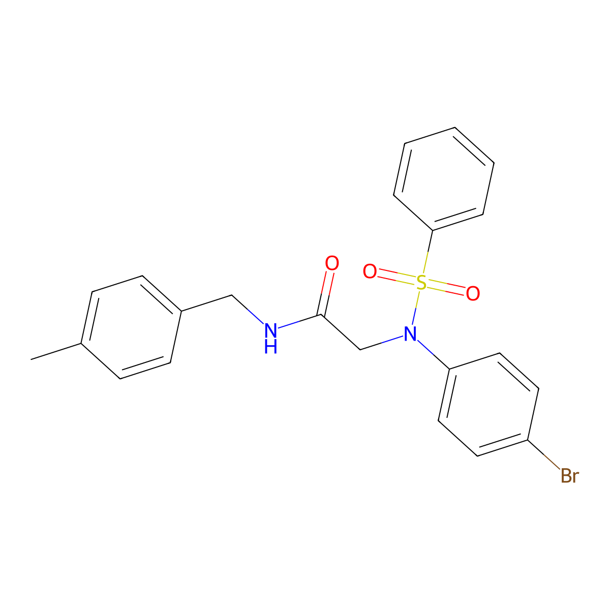 2-[N-(benzenesulfonyl)-4-bromoanilino]-N-[(4-methylphenyl)methyl]acetamide molecular structure, CAS 357278-60-5