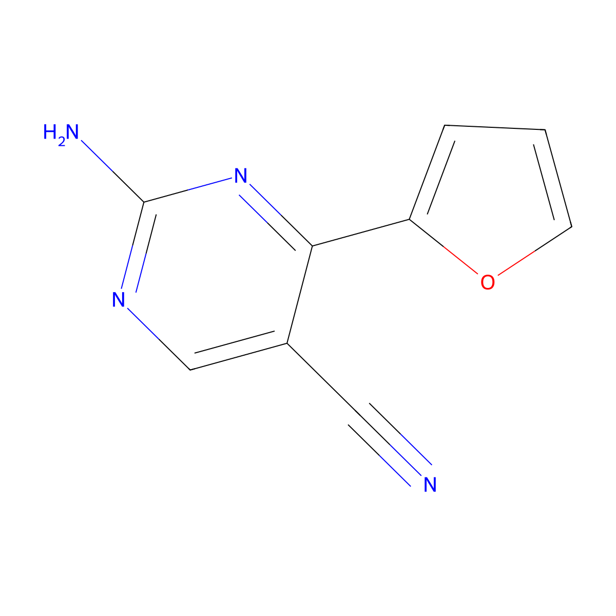 2-Amino-4-(furan-2-yl)pyrimidine-5-carbonitrile molecular structure, CAS 357284-81-2