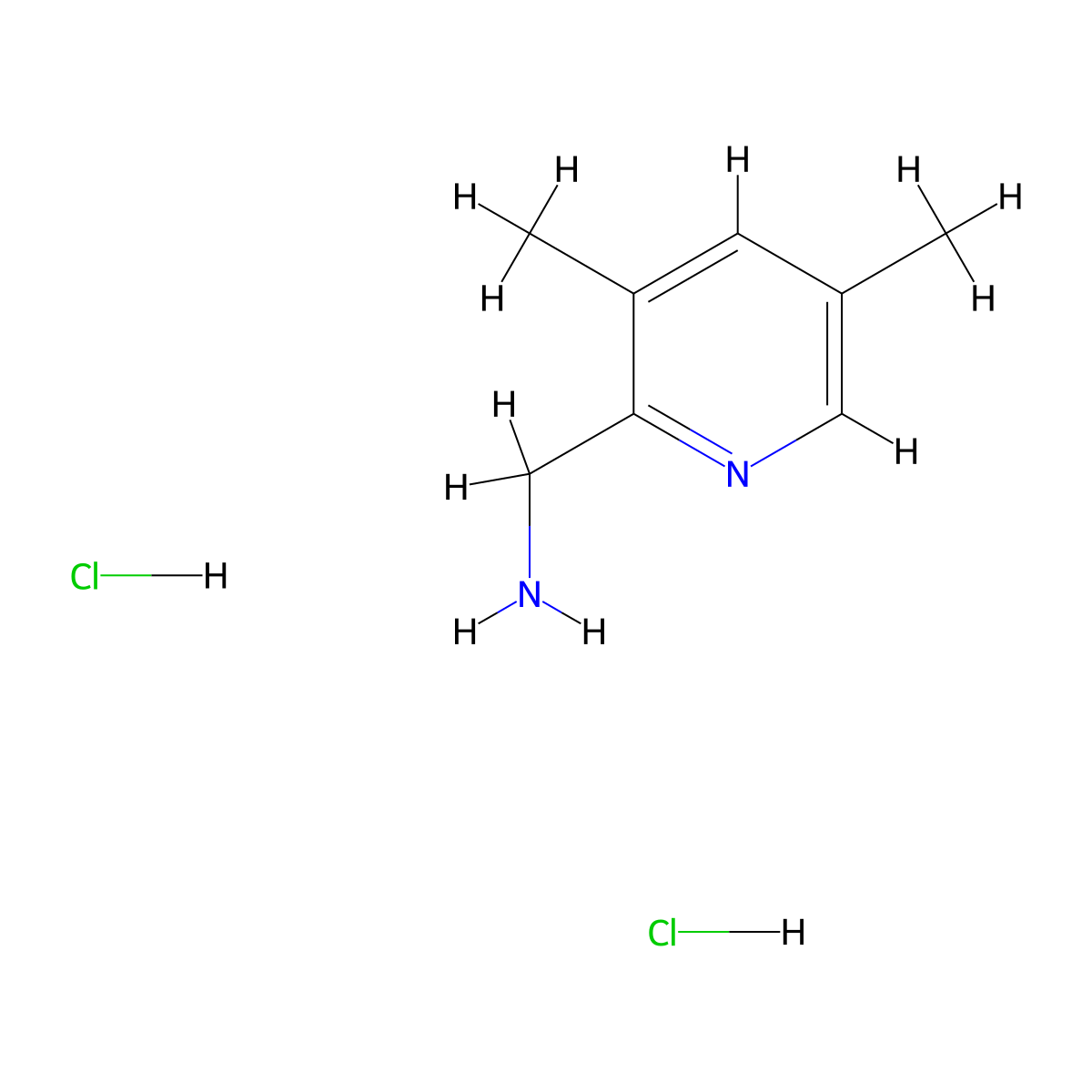 (3,5-Dimethylpyridin-2-yl)methanamine dihydrochloride molecular structure, CAS 357288-18-7