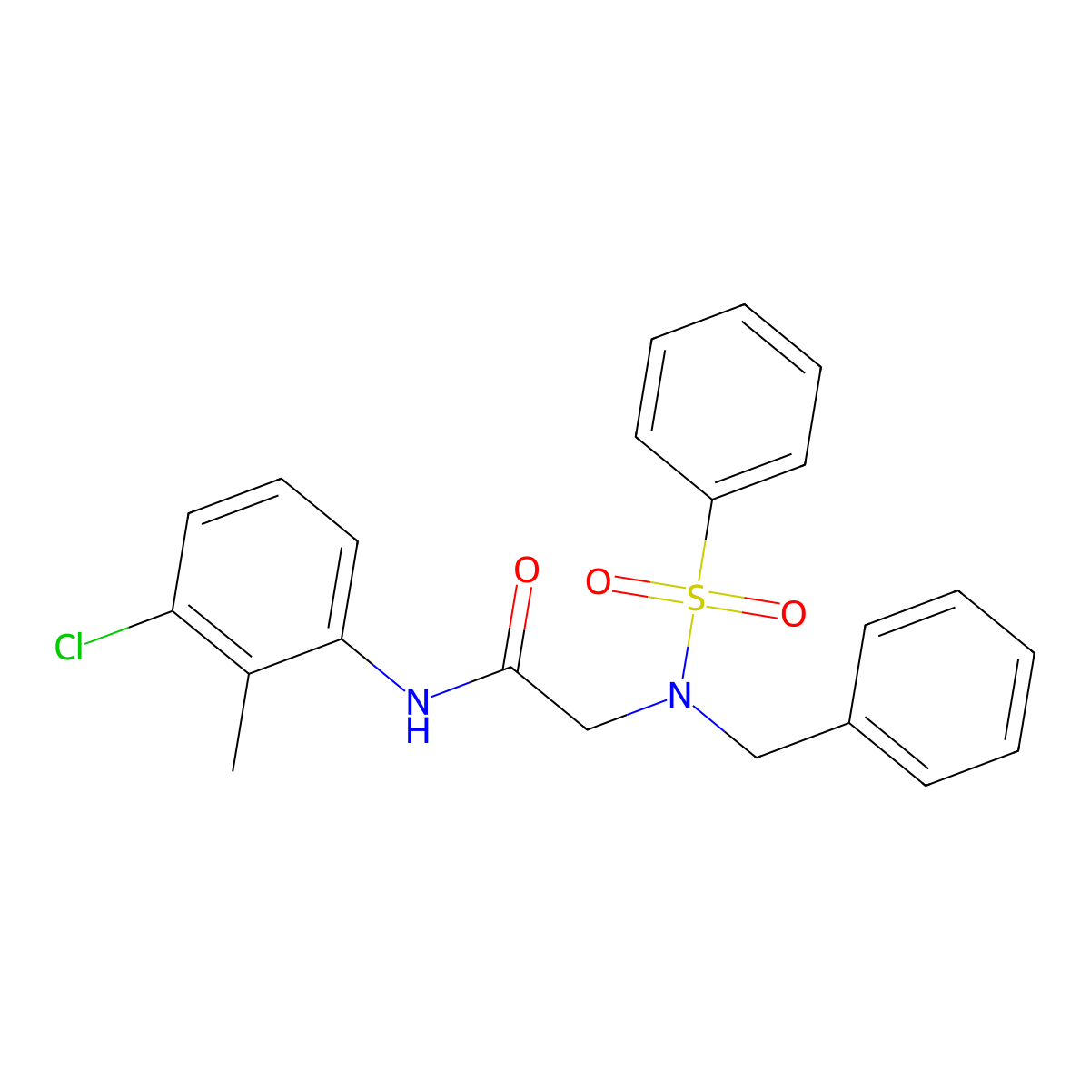 2-[benzenesulfonyl(benzyl)amino]-N-(3-chloro-2-methylphenyl)acetamide molecular structure, CAS 357296-04-9