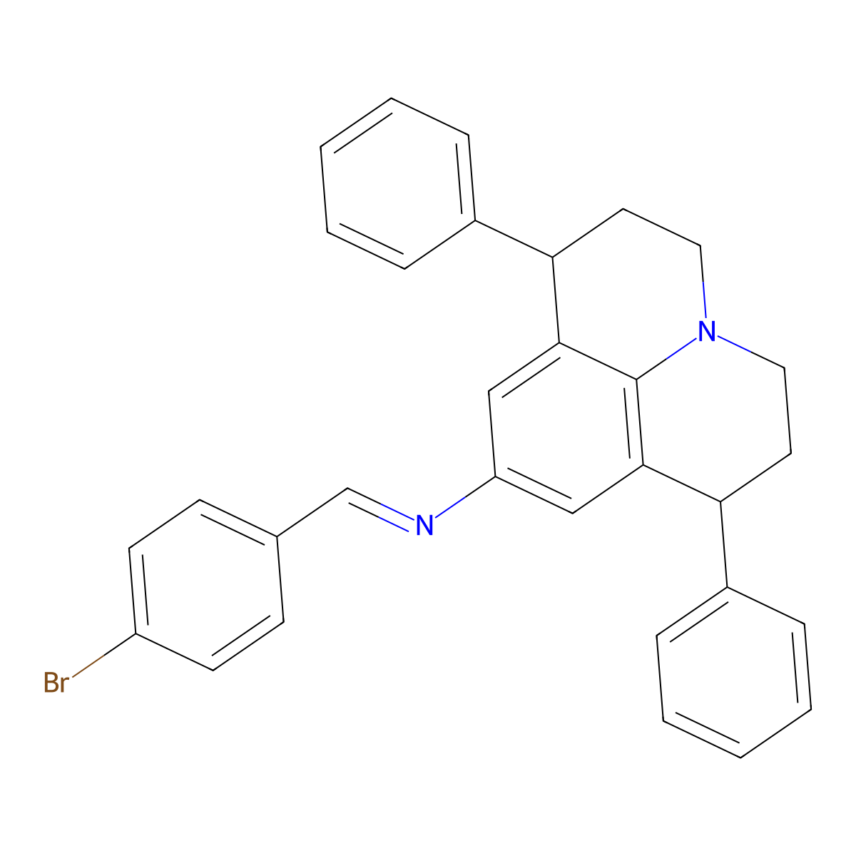 N-(4-bromobenzylidene)-N-(1,7-diphenyl-2,3,6,7-tetrahydro-1H,5H-pyrido[3,2,1-ij]quinolin-9-yl)amine molecular structure, CAS 357301-97-4
