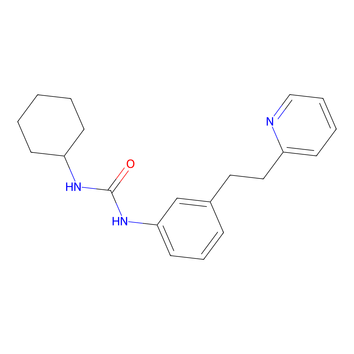 1-Cyclohexyl-3-[3-(2-pyridin-2-ylethyl)phenyl]urea molecular structure, CAS 357303-03-8