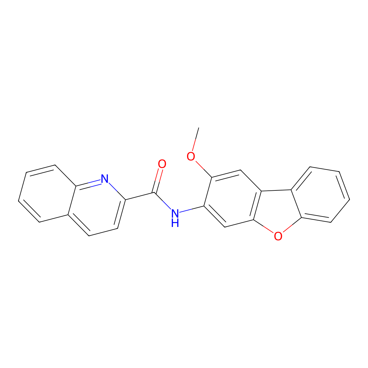 N-(2-Methoxydibenzo[b,d]furan-3-yl)-2-quinolinecarboxamide molecular structure, CAS 357303-90-3