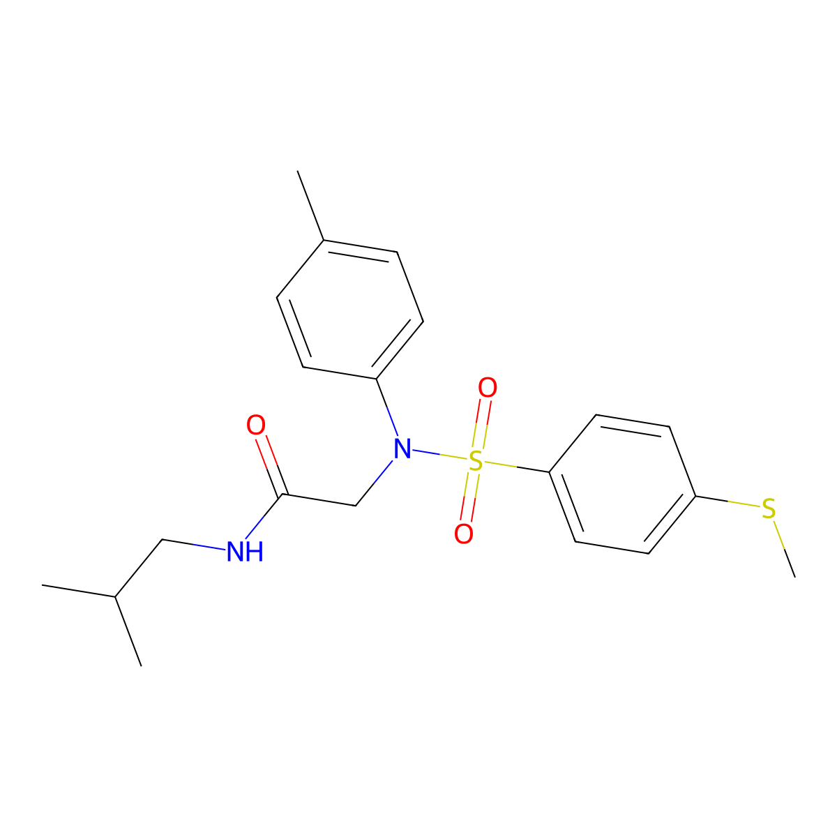 2-(4-methyl-N-(4-methylsulfanylphenyl)sulfonylanilino)-N-(2-methylpropyl)acetamide molecular structure, CAS 357308-20-4