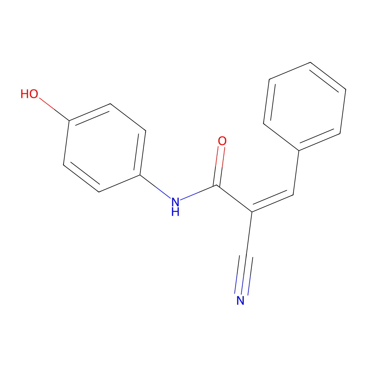 2-cyano-N-(4-hydroxyphenyl)-3-phenylprop-2-enamide molecular structure, CAS 357315-48-1