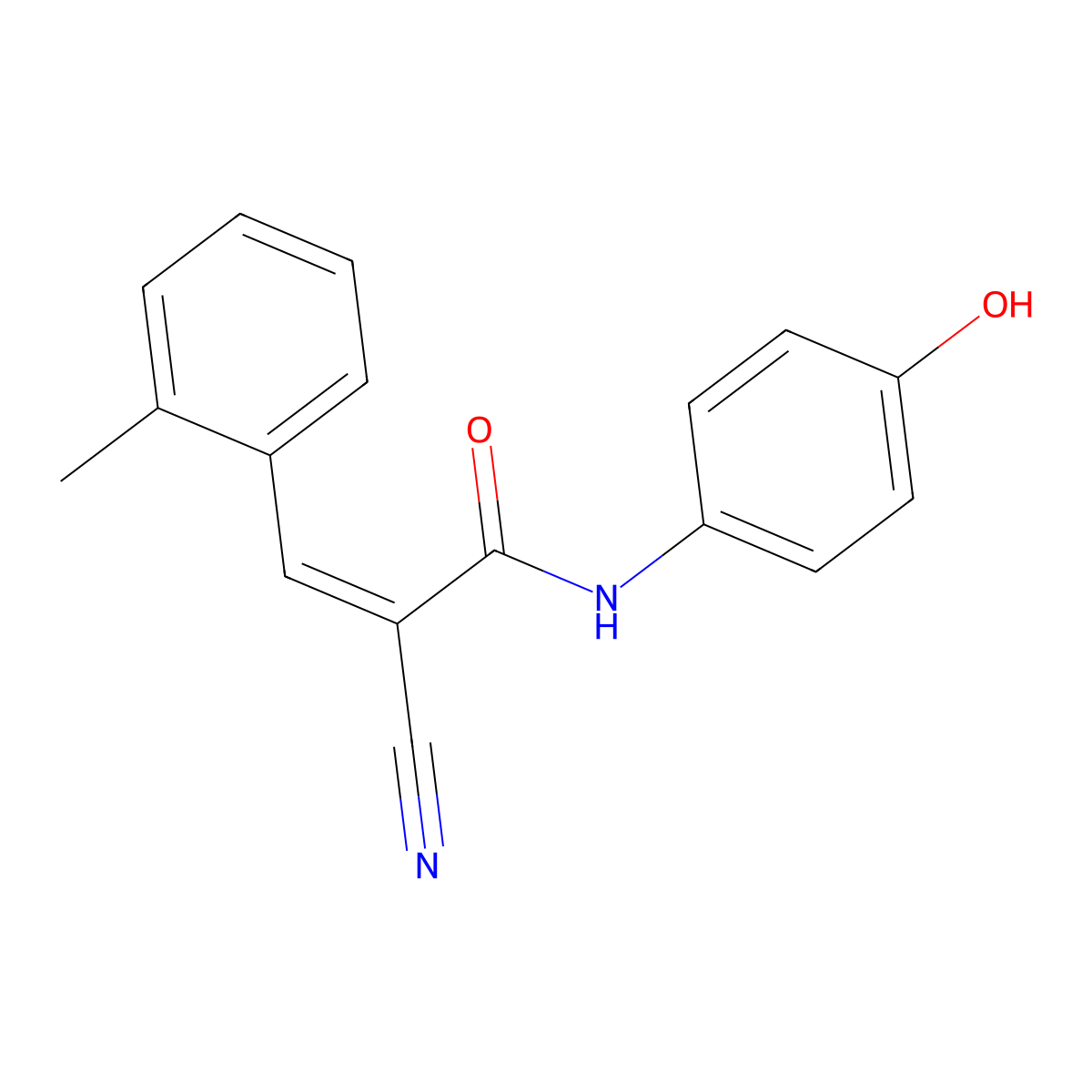 (2Z)-2-Cyano-N-(4-hydroxyphenyl)-3-(2-methylphenyl)acrylamide molecular structure, CAS 357315-51-6