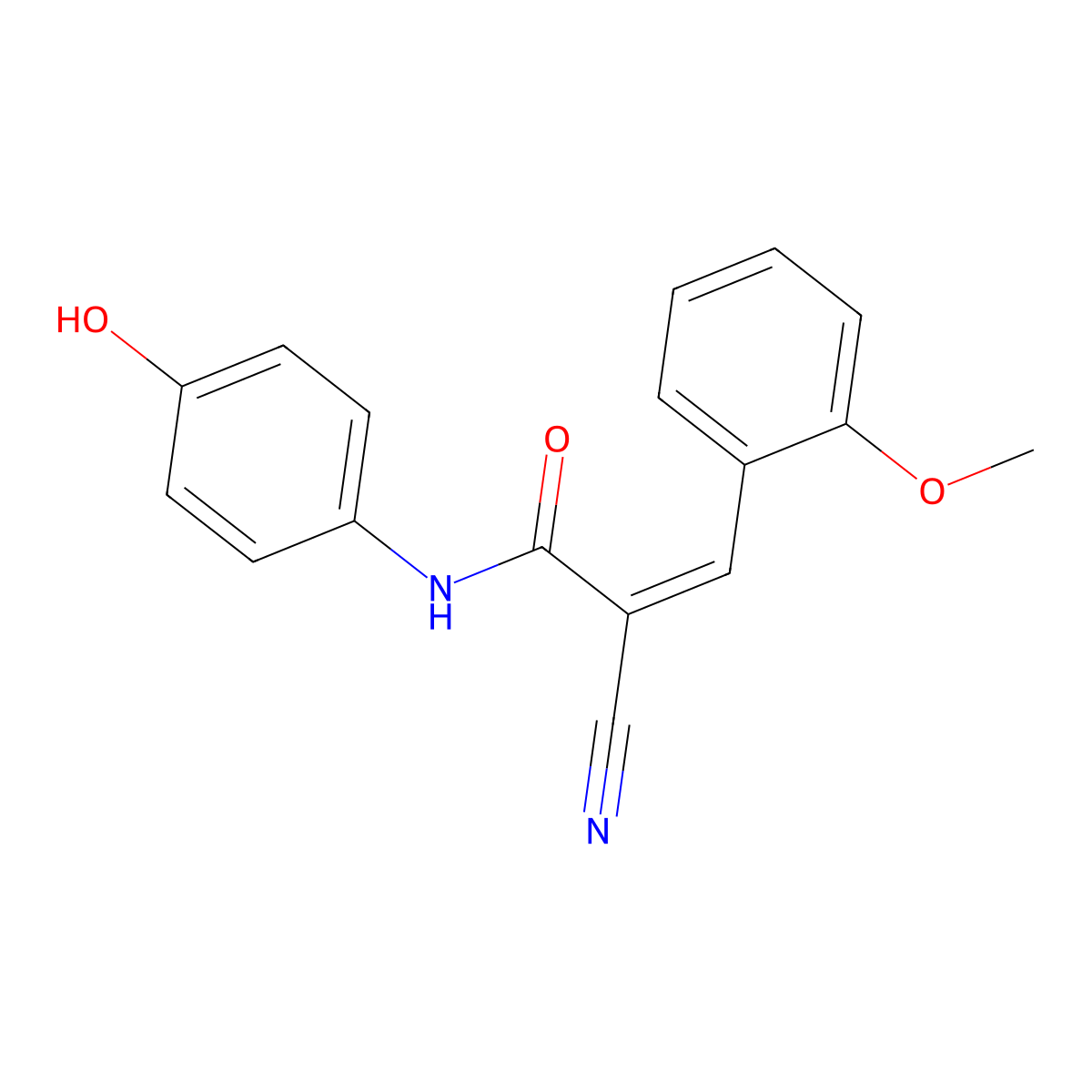 (Z)-2-cyano-N-(4-hydroxyphenyl)-3-(2-methoxyphenyl)prop-2-enamide molecular structure, CAS 357315-75-4