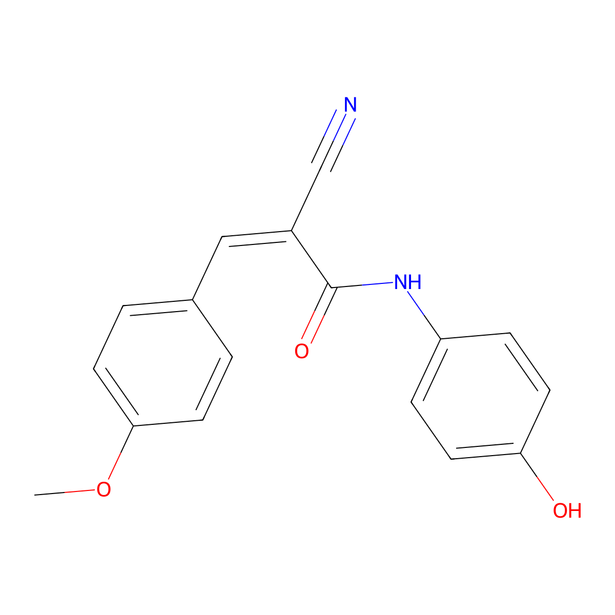2-cyano-N-(4-hydroxyphenyl)-3-(4-methoxyphenyl)prop-2-enamide molecular structure, CAS 357315-80-1