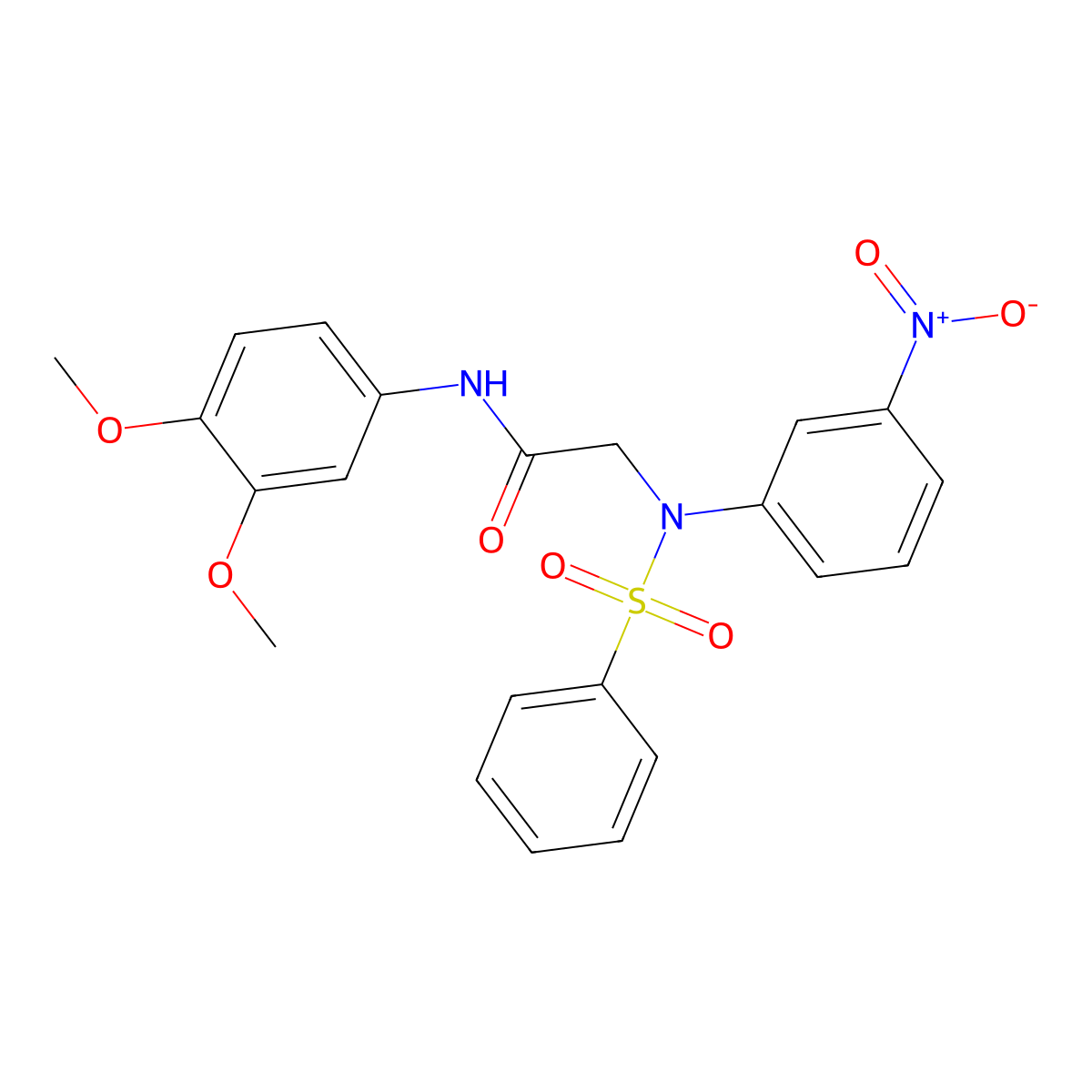 2-[N-(benzenesulfonyl)-3-nitroanilino]-N-(3,4-dimethoxyphenyl)acetamide molecular structure, CAS 357323-25-2