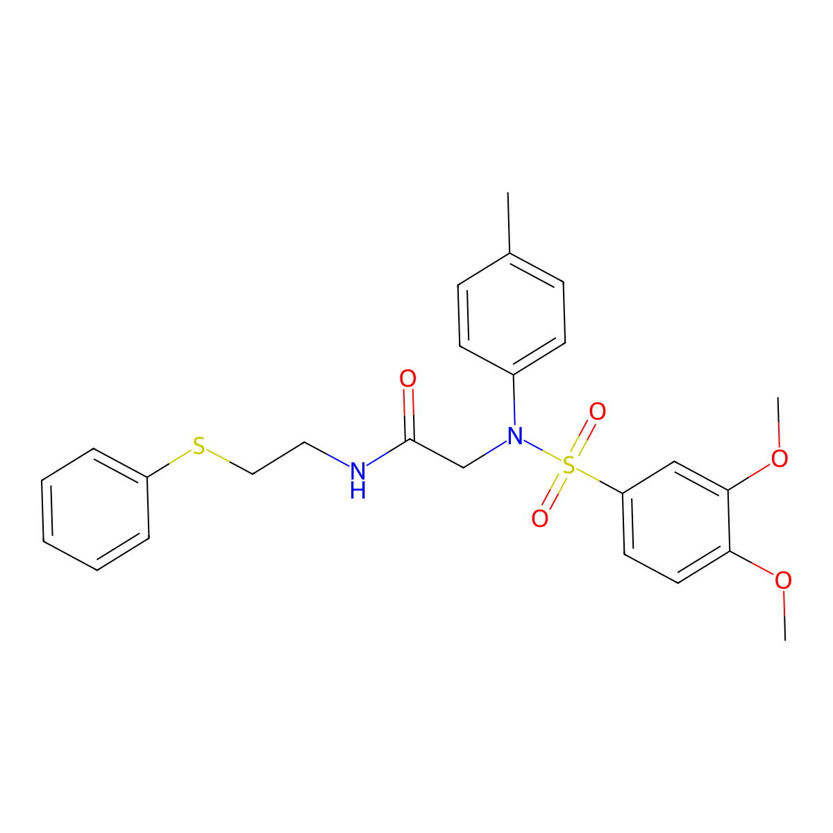 2-(N-(3,4-dimethoxyphenyl)sulfonyl-4-methylanilino)-N-(2-phenylsulfanylethyl)acetamide molecular structure, CAS 357325-14-5