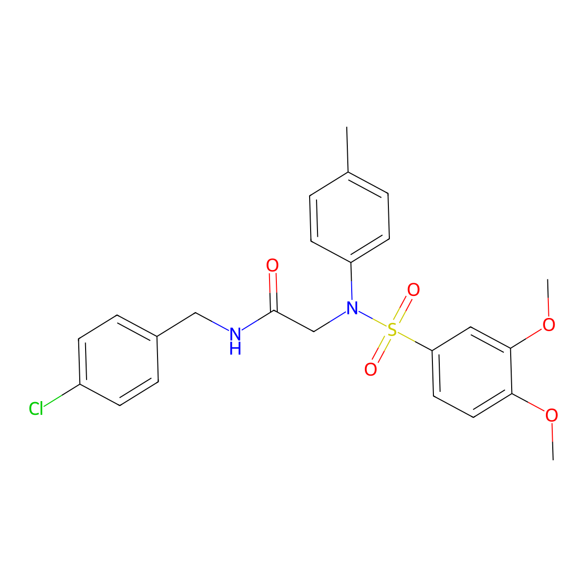 N-[(4-chlorophenyl)methyl]-2-(N-(3,4-dimethoxyphenyl)sulfonyl-4-methylanilino)acetamide molecular structure, CAS 357325-31-6