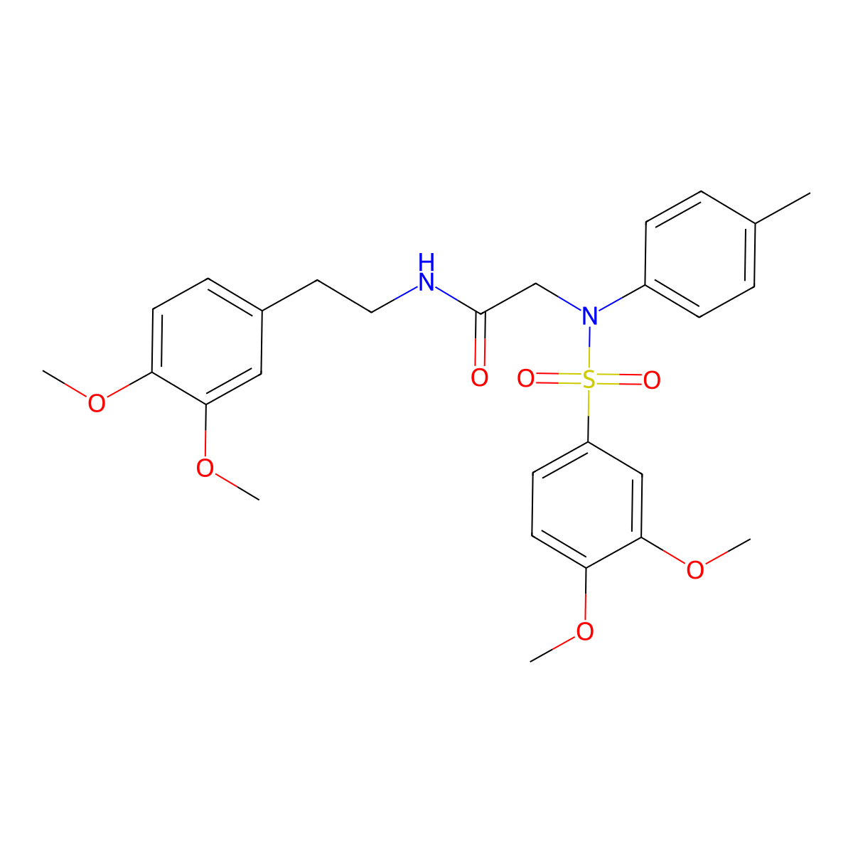 N-[2-(3,4-dimethoxyphenyl)ethyl]-2-(N-(3,4-dimethoxyphenyl)sulfonyl-4-methylanilino)acetamide molecular structure, CAS 357325-33-8