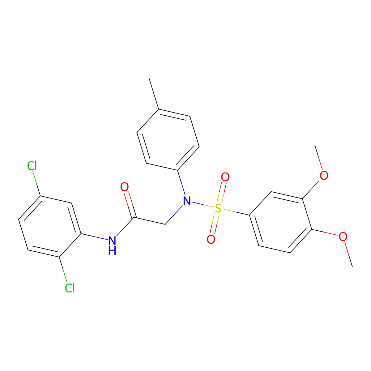 2-[{[3,4-bis(methyloxy)phenyl]sulfonyl}(4-methylphenyl)amino]-N-(2,5-dichlorophenyl)acetamide molecular structure, CAS 357325-39-4