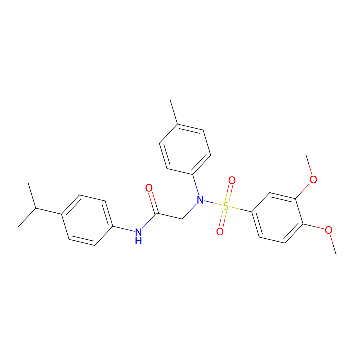 2-(N-(3,4-dimethoxyphenyl)sulfonyl-4-methylanilino)-N-(4-propan-2-ylphenyl)acetamide molecular structure, CAS 357325-43-0