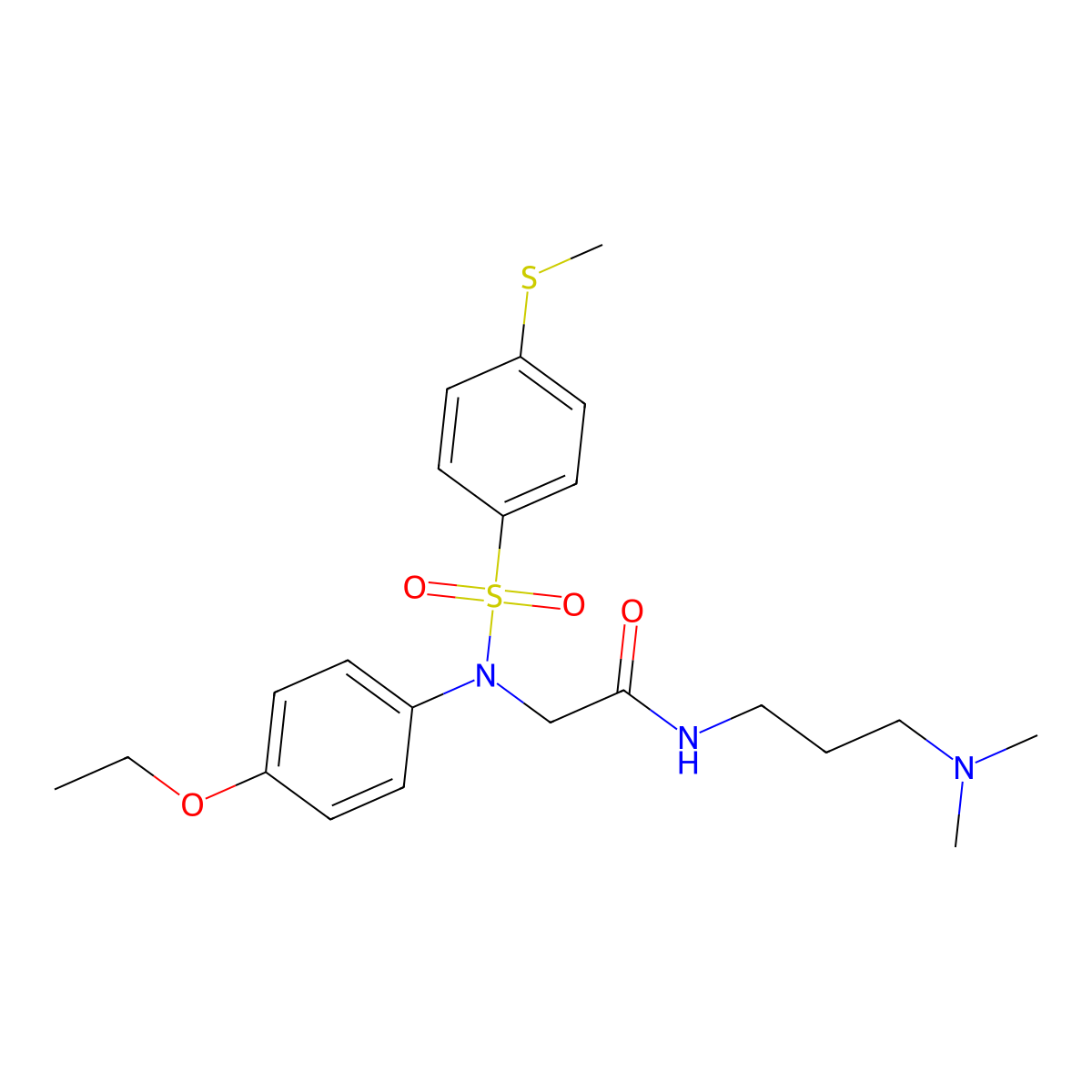 N-[3-(dimethylamino)propyl]-2-(4-ethoxy-N-(4-methylsulfanylphenyl)sulfonylanilino)acetamide molecular structure, CAS 357327-22-1
