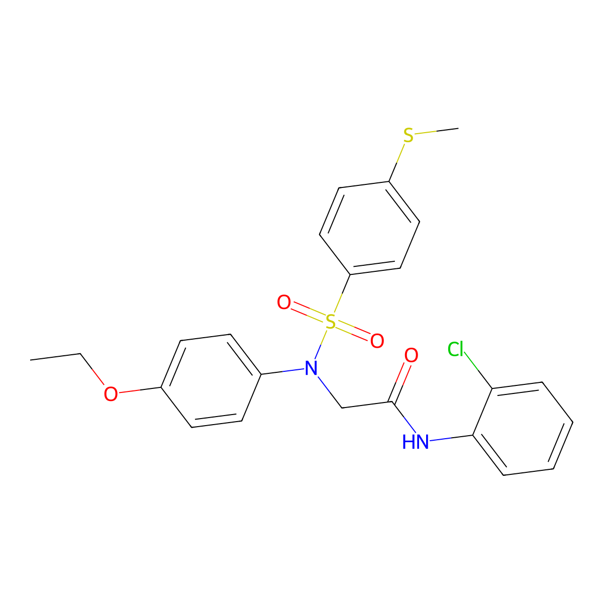 N-(2-chlorophenyl)-2-(4-ethoxy-N-(4-methylsulfanylphenyl)sulfonylanilino)acetamide molecular structure, CAS 357327-85-6
