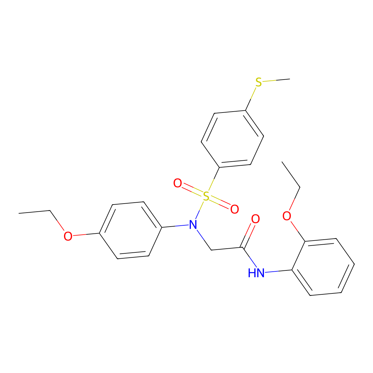2-(4-ethoxy-N-(4-methylsulfanylphenyl)sulfonylanilino)-N-(2-ethoxyphenyl)acetamide molecular structure, CAS 357328-15-5
